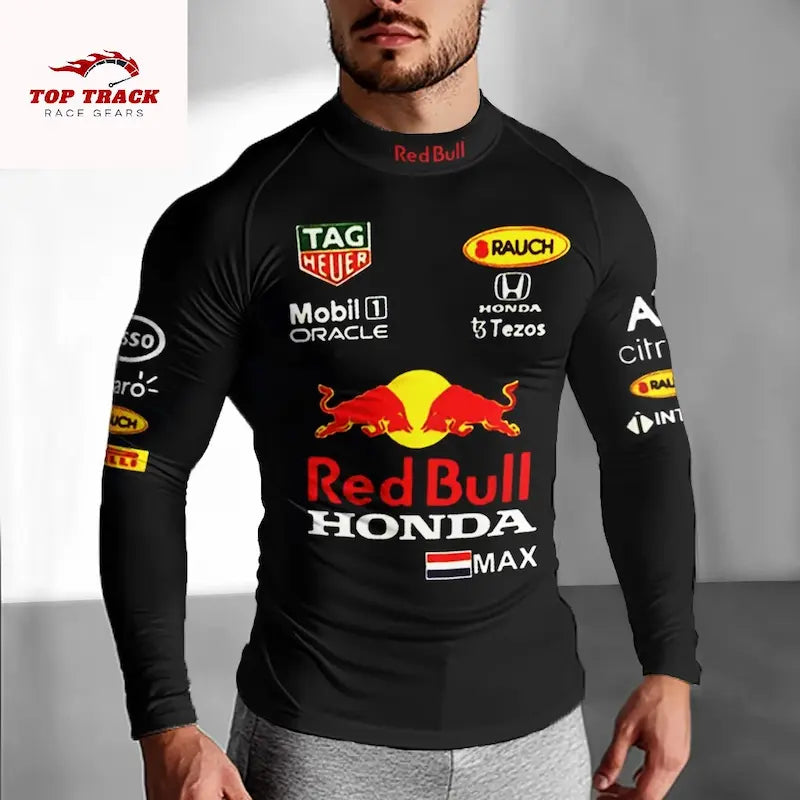 Unisex Racing Print Compression Shirt | Long Sleeve Slim Fit