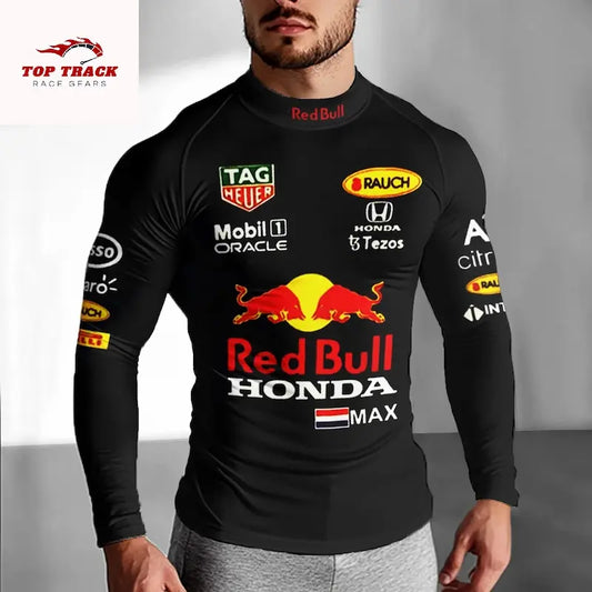 Unisex slim fit long sleeve racing print compression t-shirt for motorsport fans